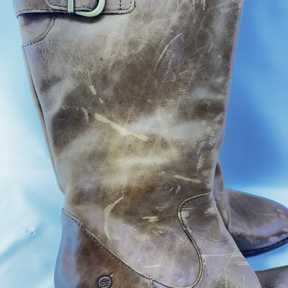 Born Brown Leather Tall Riding Boots Knee High Zip Womens Size 10 M W Tag